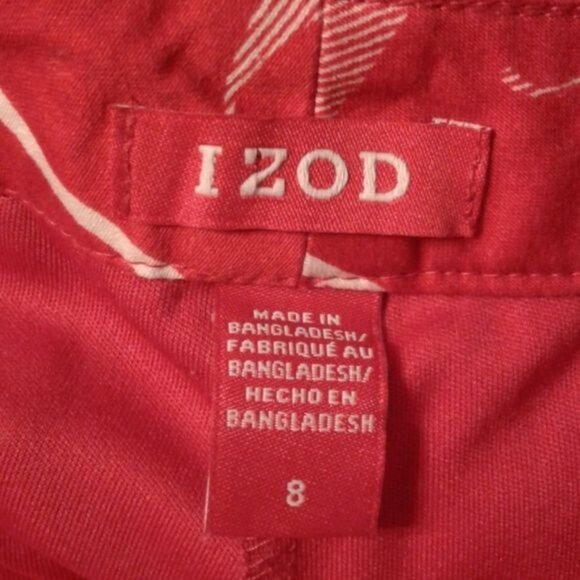 Izod Size 8 Skort Womens Red White Floral Print Cotton Spandex - Picture 4 of 10